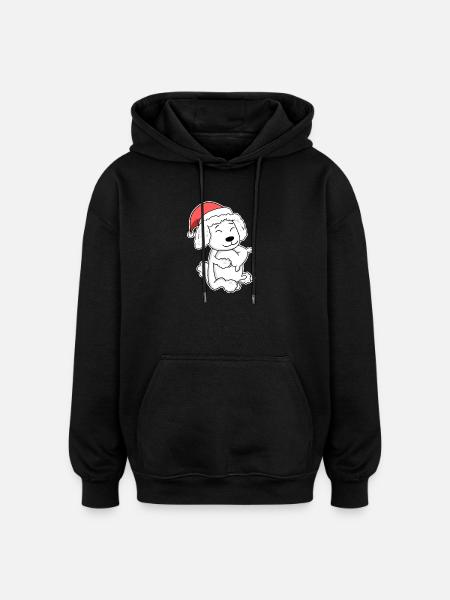 Caniche Chien Animal Noël - Sweat à capuche oversize unisexe - noir