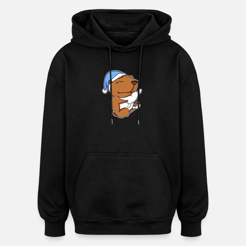 Capybara Capybara Tired Pillow Relax - Oversized Unisex Hoodie - black