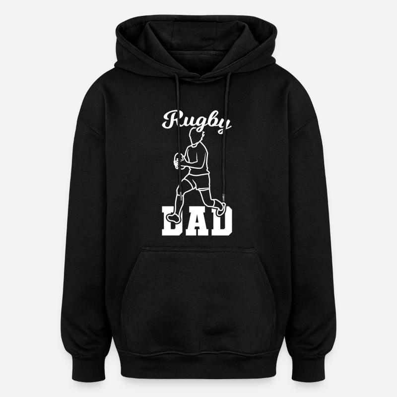 Papa rugby - Sweat à capuche oversize unisexe - noir