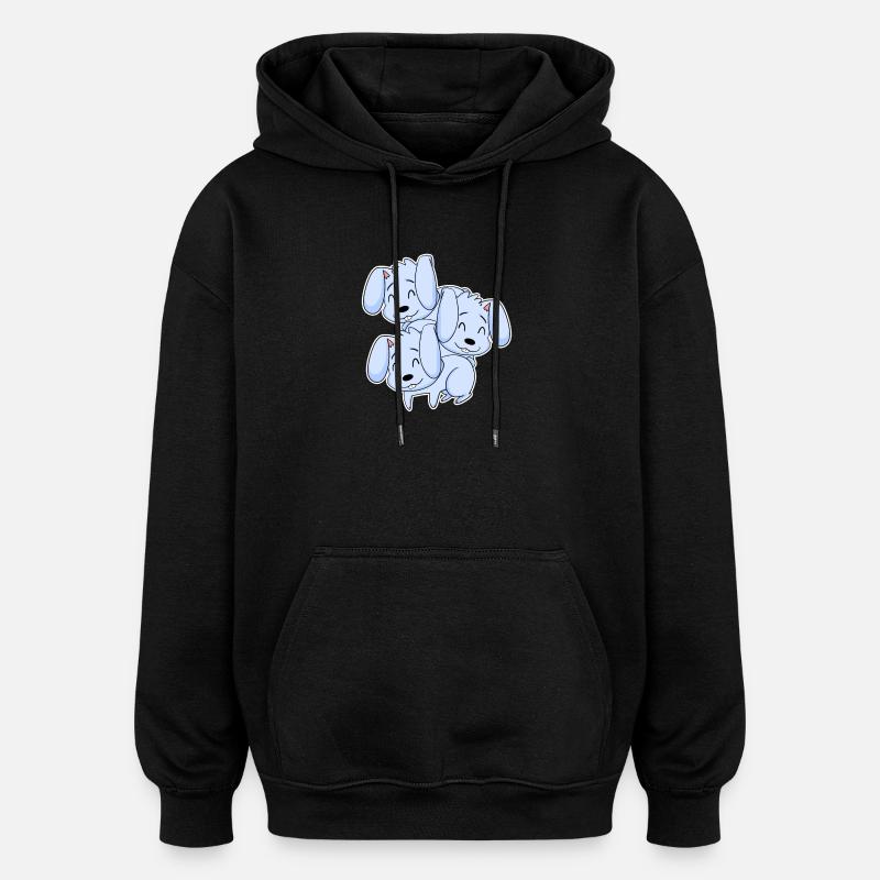 Motif de lapin - Sweat à capuche oversize unisexe - noir
