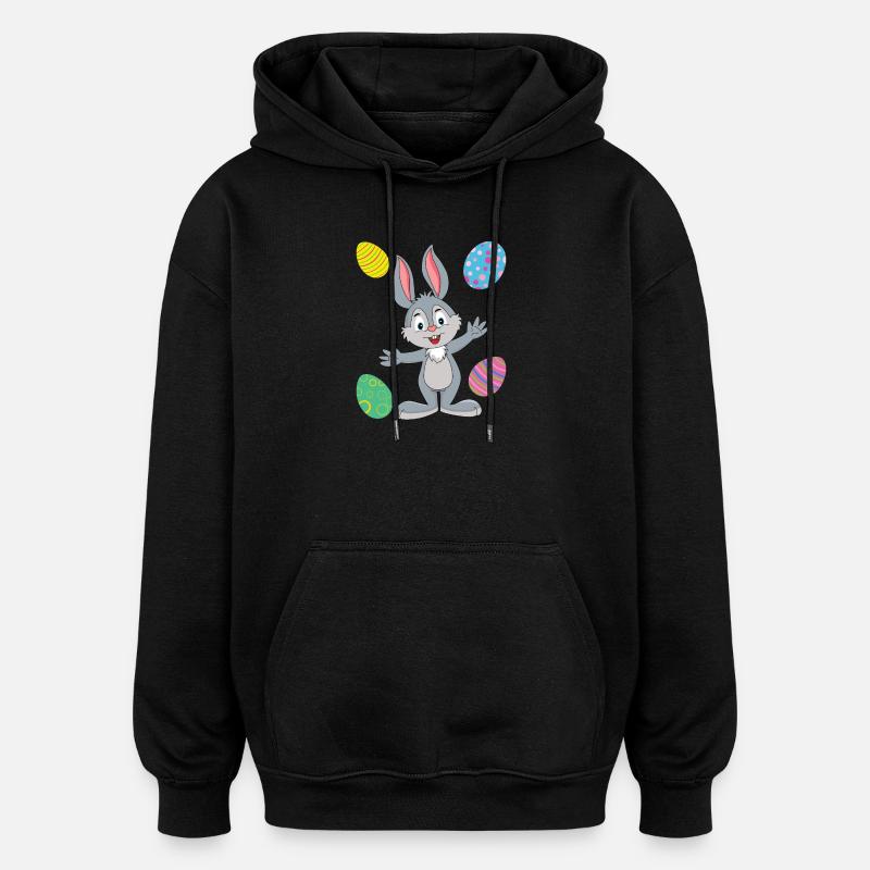 EASTER BUNNY AND EASTER EGGS - Oversized Unisex Hoodie - black