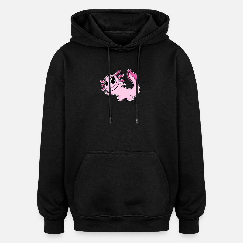 Motif Axolotl Rose - Sweat à capuche oversize unisexe - noir
