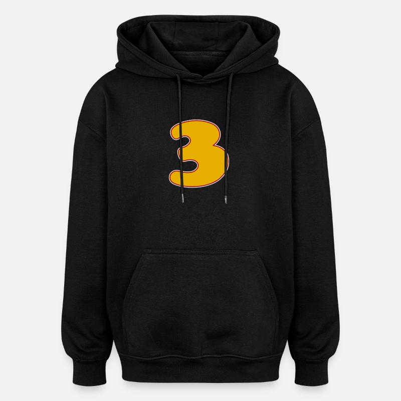 3 - Three - Oversized Unisex Hoodie - black