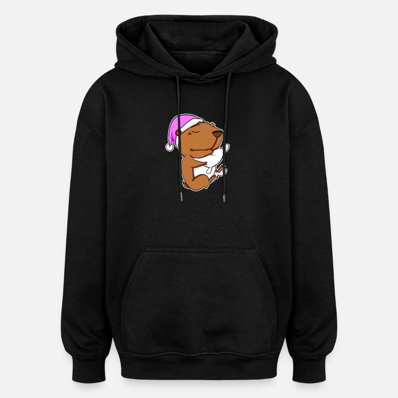 Capybara Capybara Tired Pillow Relax - Oversized Unisex Hoodie - black