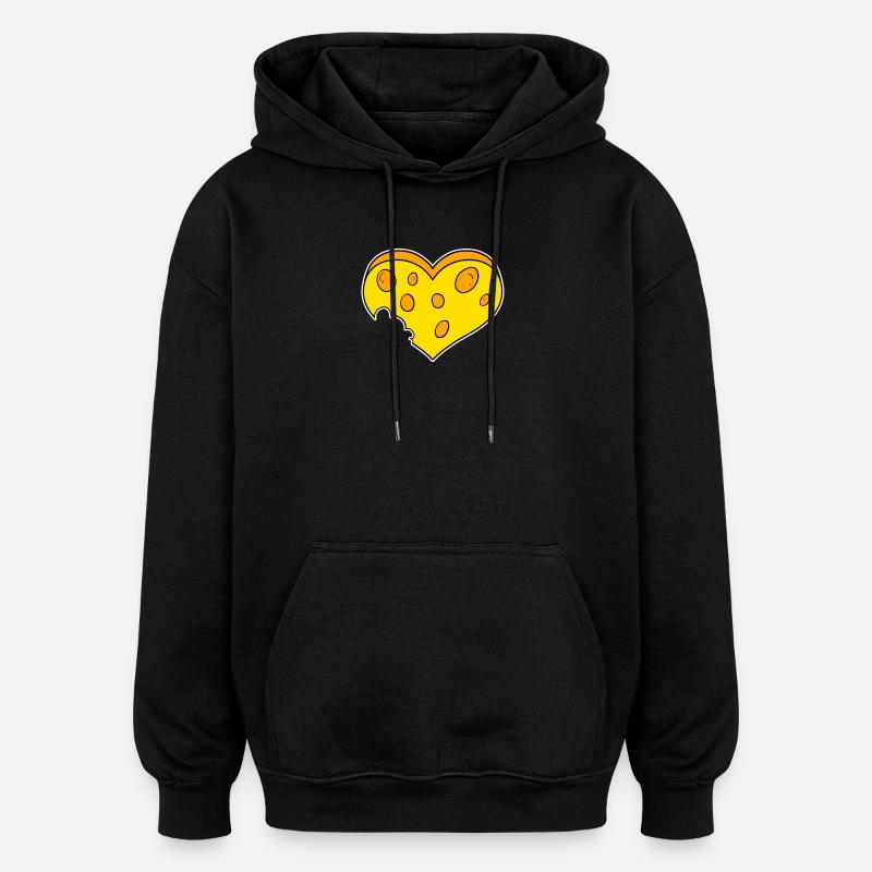 Käse Herz - Oversized Unisex Hoodie - Schwarz