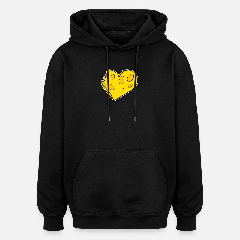 Coeur de fromage - Sweat à capuche oversize unisexe - noir
