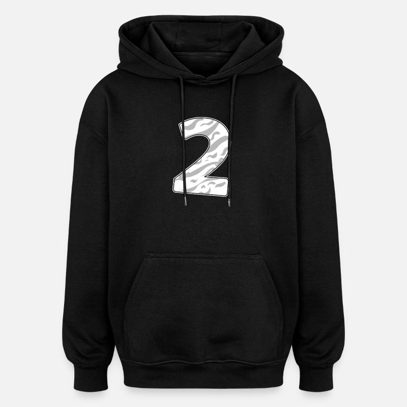 Numéro 2 Chiffre numérique - Sweat à capuche oversize unisexe - noir
