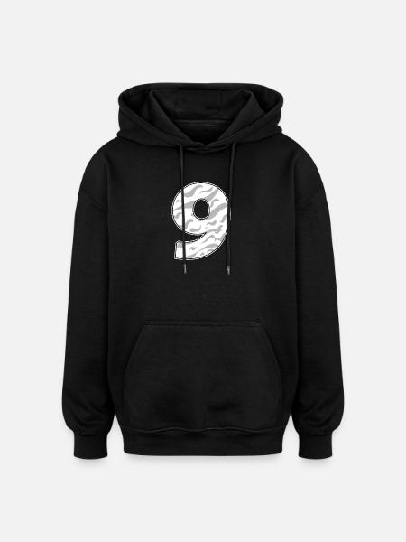 Nine - 9 - Oversized Unisex Hoodie - black