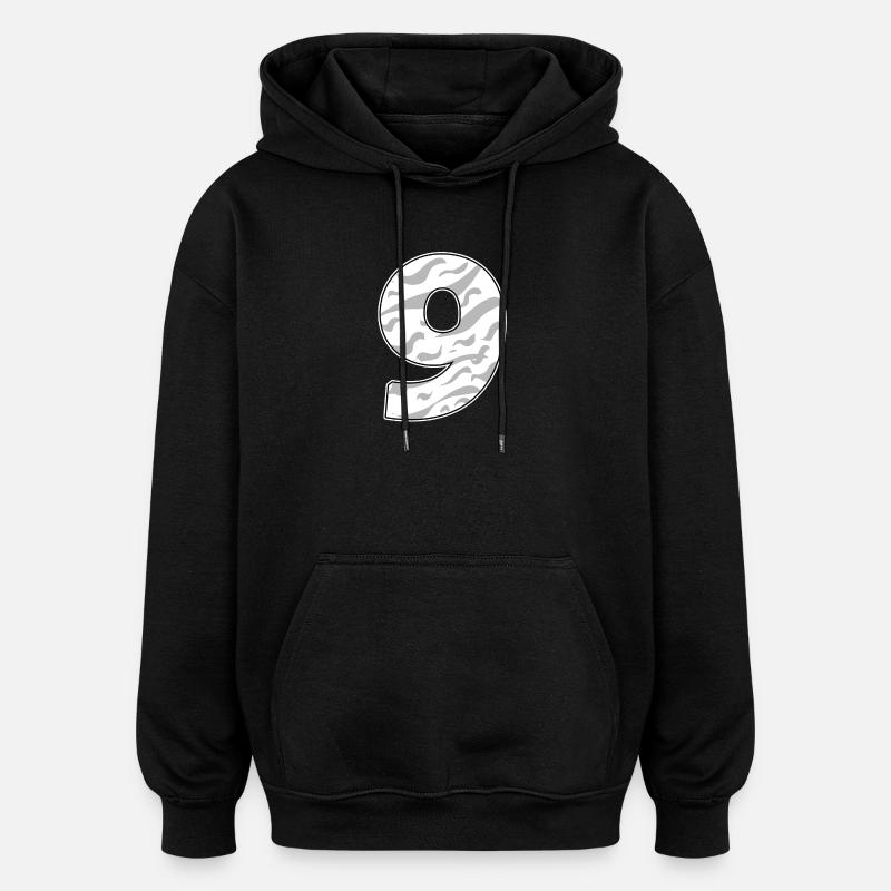 Nine - 9 - Oversized Unisex Hoodie - black