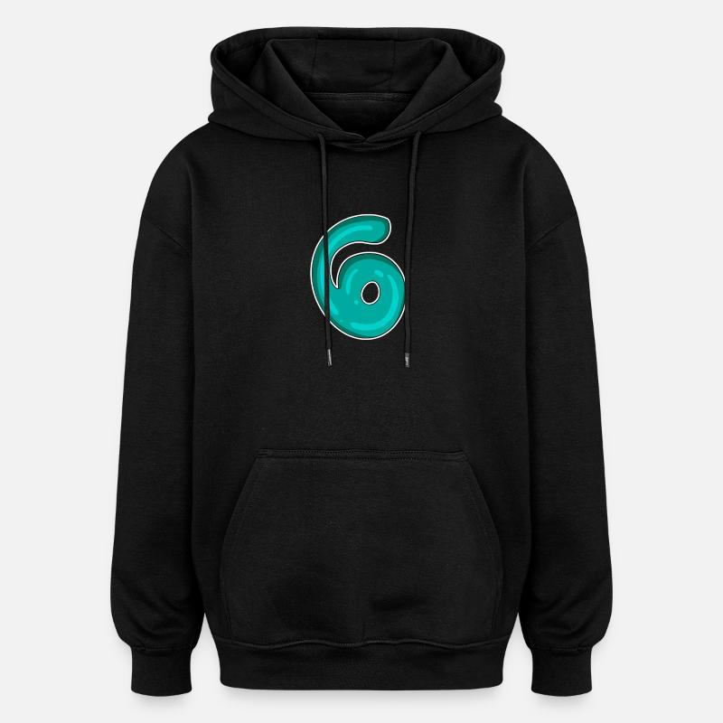 Zahl 6 Nummer - Oversized Unisex Hoodie - Schwarz