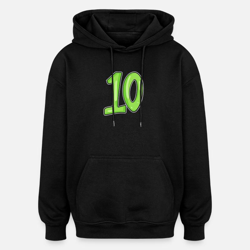 Ten 10 Number Number - Oversized Unisex Hoodie - black