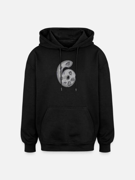 Number 6 Number Space Moon - Oversized Unisex Hoodie - black