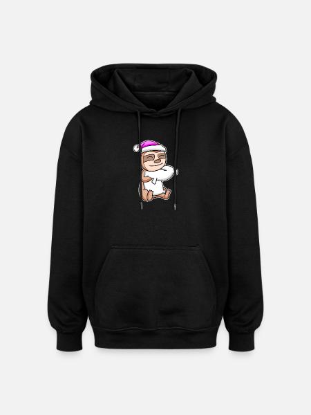 Sloth Tired Sleeping Sleeping Girl - Oversized Unisex Hoodie - black