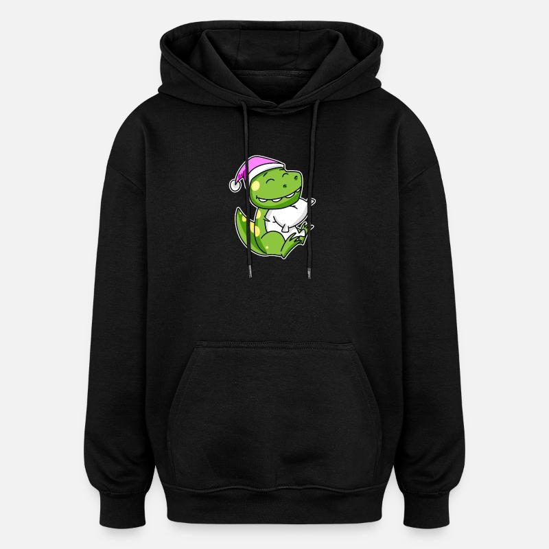 Dinosaur Tired Sleeping Sleeping Girl - Oversized Unisex Hoodie - black