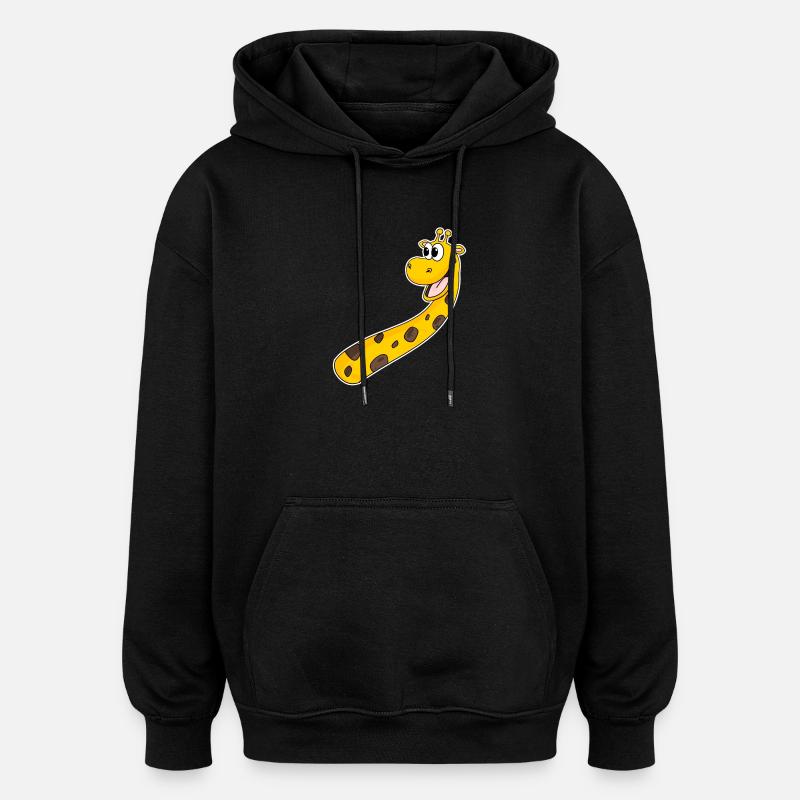 Giraffe Laugh Smile - Oversized Unisex Hoodie - black