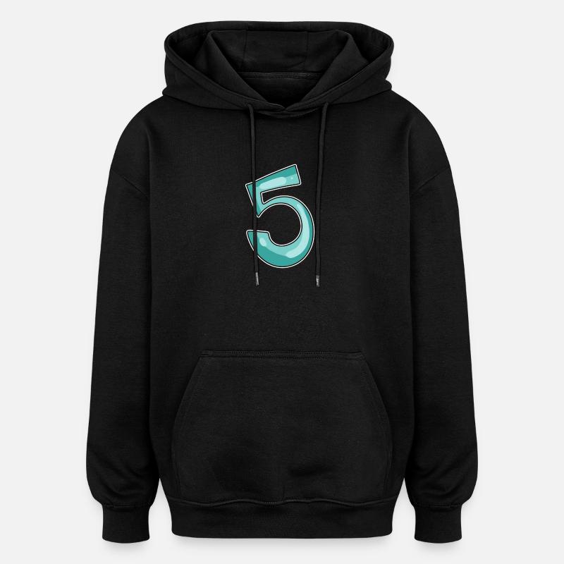 5 Number - Oversized Unisex Hoodie - black