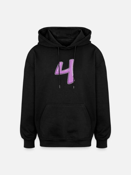 4 - Four Number Number - Oversized Unisex Hoodie - black