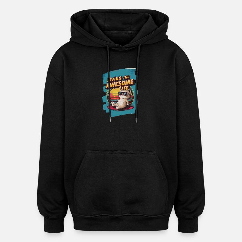 Live Chill Chat badass - Sweat à capuche oversize unisexe - noir