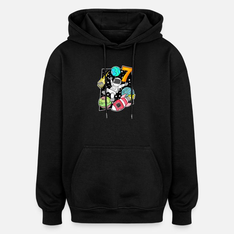 7 Garçon d’anniversaire astronaute - Sweat à capuche oversize unisexe - noir