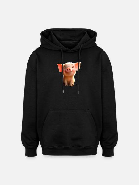 Gris Tamsvin Gris Grisling Piggy - Oversize unisex hoodie - sort