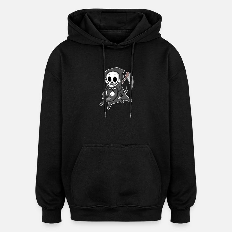 Grim Reaper Motif Wildcat - Oversized Unisex Hoodie - black