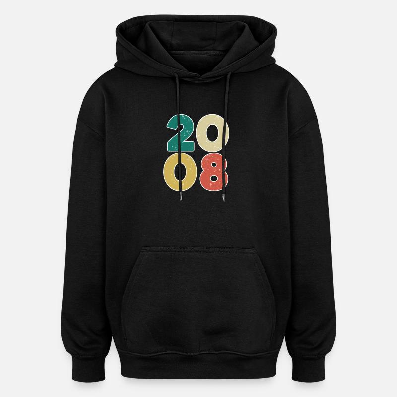 2008 - Année 2008 - Année 2008 - Sweat à capuche oversize unisexe - noir