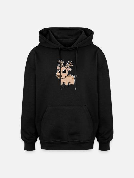 Deer Cute Kids Toddler - Oversized Unisex Hoodie - black