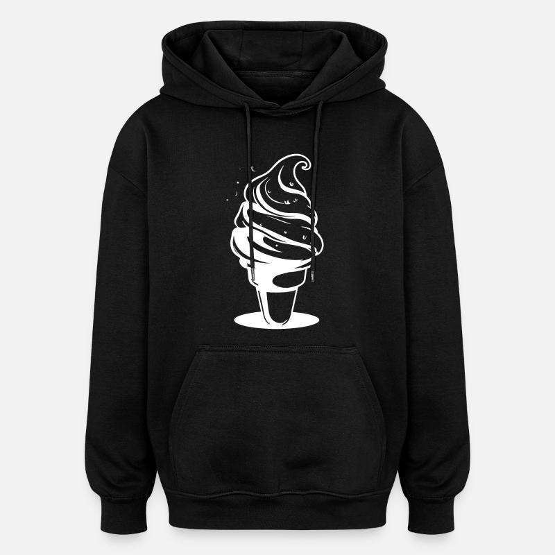 Softeis Zeichnung - Oversized Unisex Hoodie - Schwarz