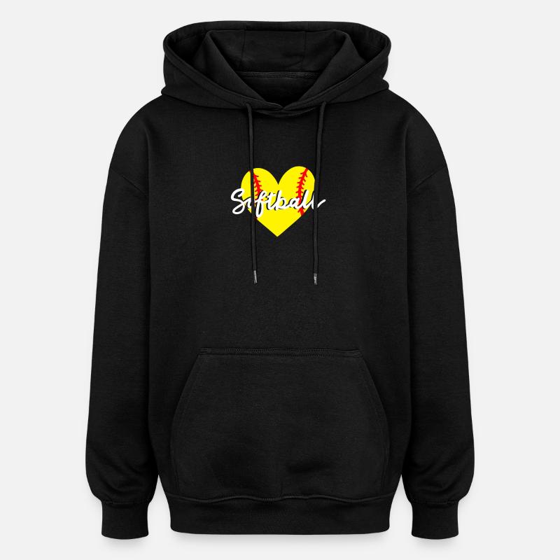 Softball Herz - Oversized Unisex Hoodie - Schwarz