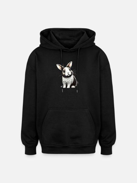 Adorable bunny illustration - Oversized Unisex Hoodie - black