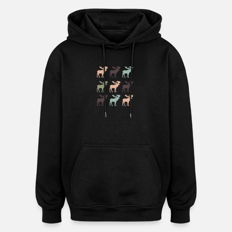 Elch - Oversized Unisex Hoodie - Schwarz