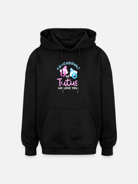 Touchdowns oder Tutus für Gender-Reveal-Partys - Oversized Unisex Hoodie - Schwarz