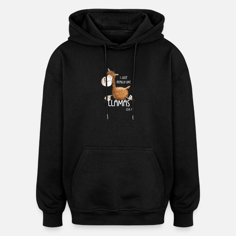 J’aime vraiment les lamas - Sweat à capuche oversize unisexe - noir
