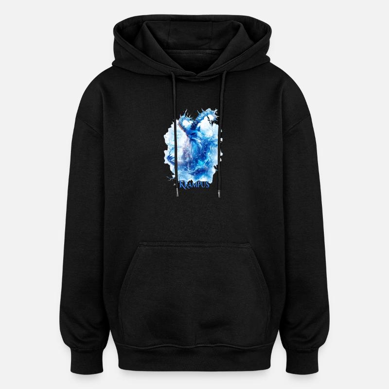 Krampus in einer Eislandschaft - Oversized Unisex Hoodie - Schwarz