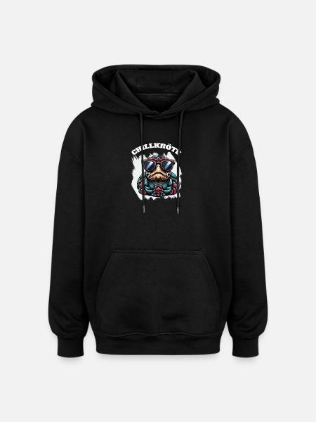 Collective turtle art with sunglasses - Oversized Unisex Hoodie - black