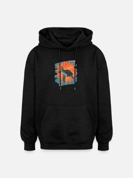 Sea Turtle Retro - Oversized Unisex Hoodie - black