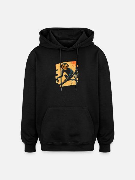 Monkey - Oversized Unisex Hoodie - black