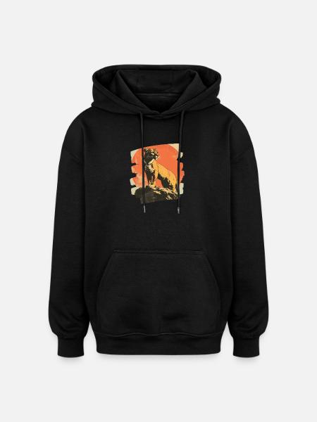 Lion from mountain Retro - Oversized Unisex Hoodie - black