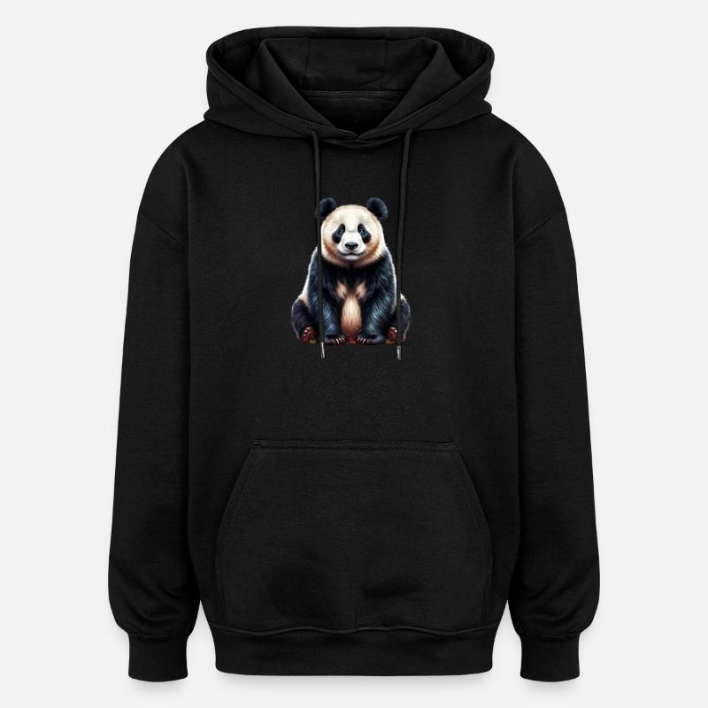 Panda - Oversized unisex-hettegenser - svart
