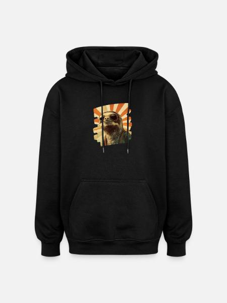Sloth Retro - Oversized Unisex Hoodie - black