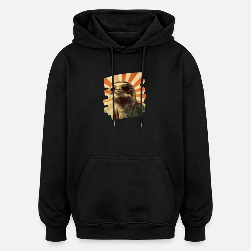 Sloth Retro - Oversized Unisex Hoodie - black