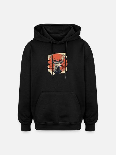 Deer with antlers - Oversized Unisex Hoodie - black