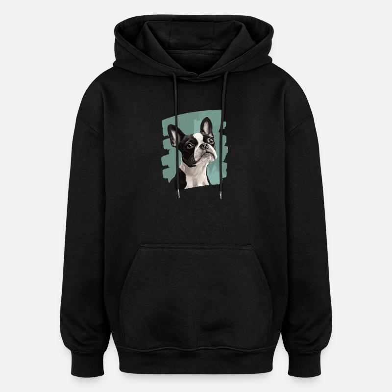 Boston Terrier - Sweat à capuche oversize unisexe - noir