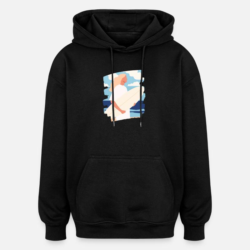 Surfeur - Sweat à capuche oversize unisexe - noir