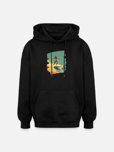 Surfer - Oversized Unisex Hoodie - Schwarz