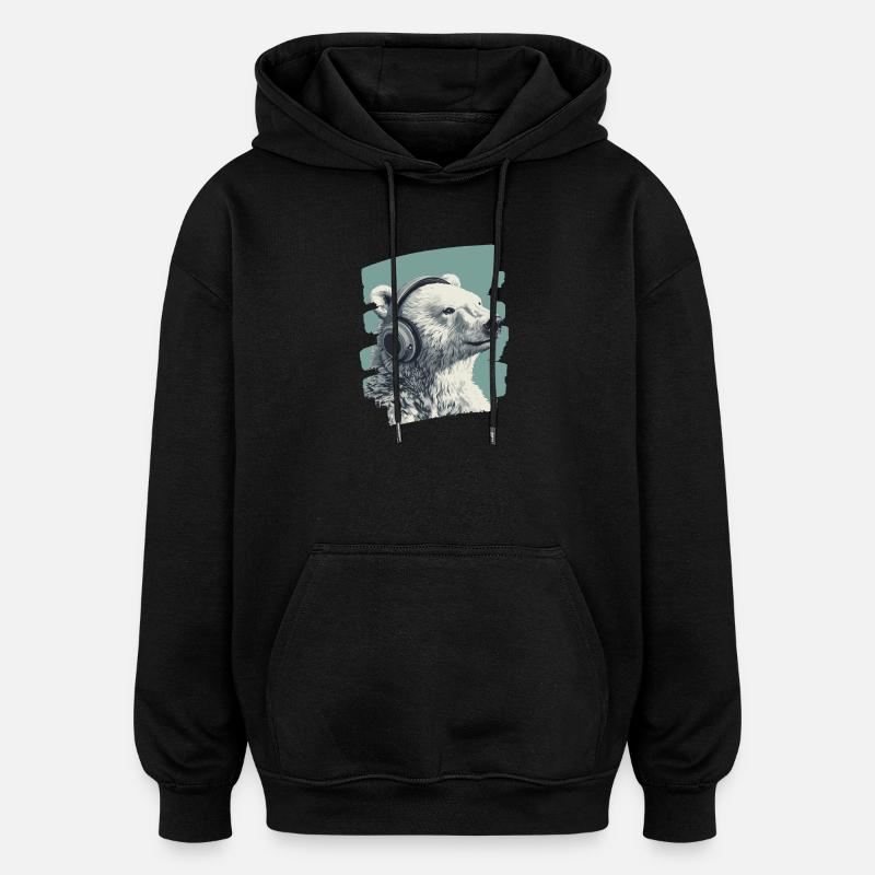 Eisbär - Oversized Unisex Hoodie - Schwarz