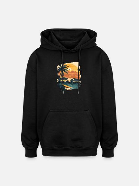 Hawaii Beach - Oversized Unisex Hoodie - black
