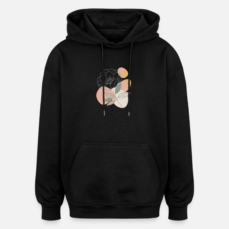 Fleurs - Printemps - Été - Dire - Sweat à capuche oversize unisexe - noir