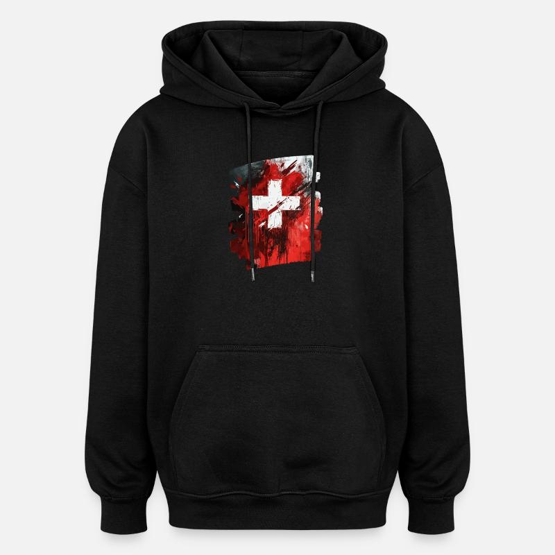 Schweizer Flagge Schweiz - Oversized Unisex Hoodie - Schwarz