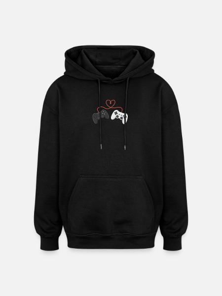 Herzverdrahtete Controller-Duo - Oversized Unisex Hoodie - Schwarz